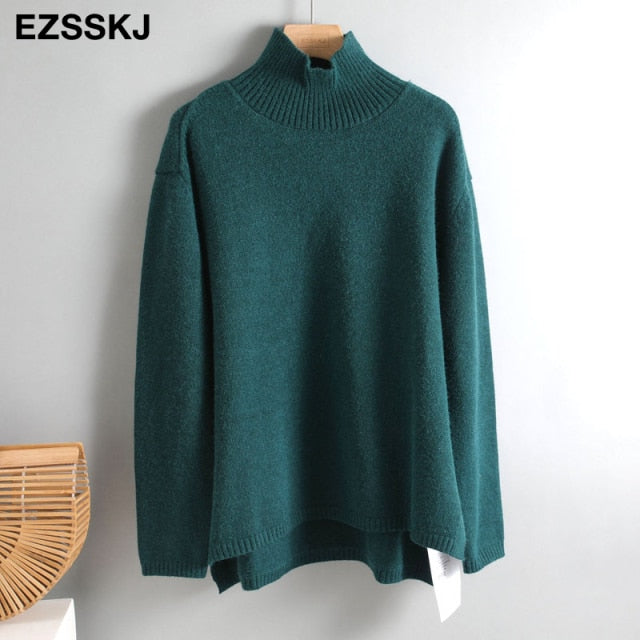 Autumn Winter basic oversize thick Sweater pullovers Women 2021 loose cashmere  turtleneck Sweater Pullover female Long Sleeve