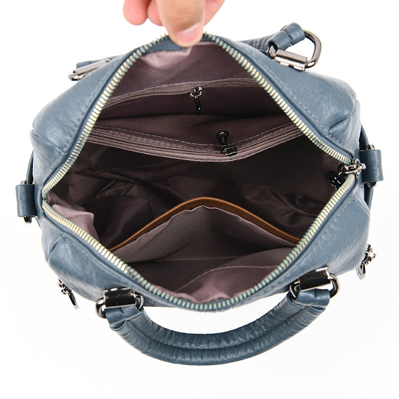 Hot Leather Luxury Handbags Women Bags Designer Multifunction Shoulder Bags For Women 2020 Travel Back Pack Mochila Feminina Sac
