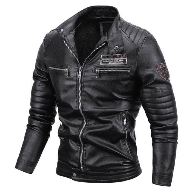 Men Faux Leather Jacket Motorcycle PU Leather Coats Mens Winter Autumn Fleece Warm Jackets Male Thick Windproof Outwear 2021 New