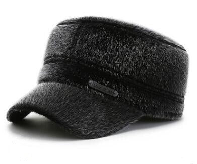 SHALUOTAOTAO Winter New Velvet Earmuffs Military Hats For Men Adjustable Size Thermal Fashion Imitation Hair Flat Cap Dad's Hat