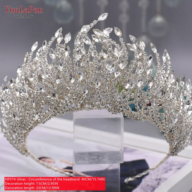 YouLaPan HP193P-S Bride Hair Jewelry Rhinestone Hair Accessories Hair Band Wedding Headwear Headband Crown Queen Brides Tiara