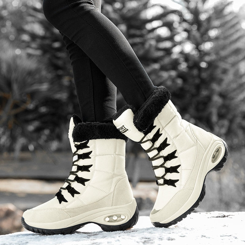 New Winter Women Boots High Quality Keep Warm Mid-Calf Snow Boots Women Lace-up Comfortable Ladies Boots Chaussures Femme