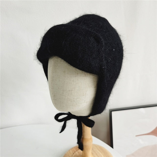 Women Hat Winter Angora Knit Earflap Warm Autumn Outdoor Skiing Accessory For Teenagers