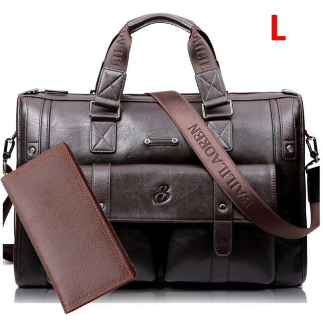 Men Leather Black Briefcase Business Handbag Messenger Bags Male Vintage Shoulder Bag Men's Large Laptop Travel Bags