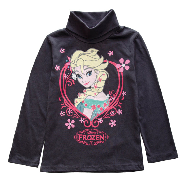 Disney Frozen Sofia Minnie Mouse Cotton For Girls Long Sleeved High Neck T Shirts Kids Singlets Caton Girls Winter Undershirt