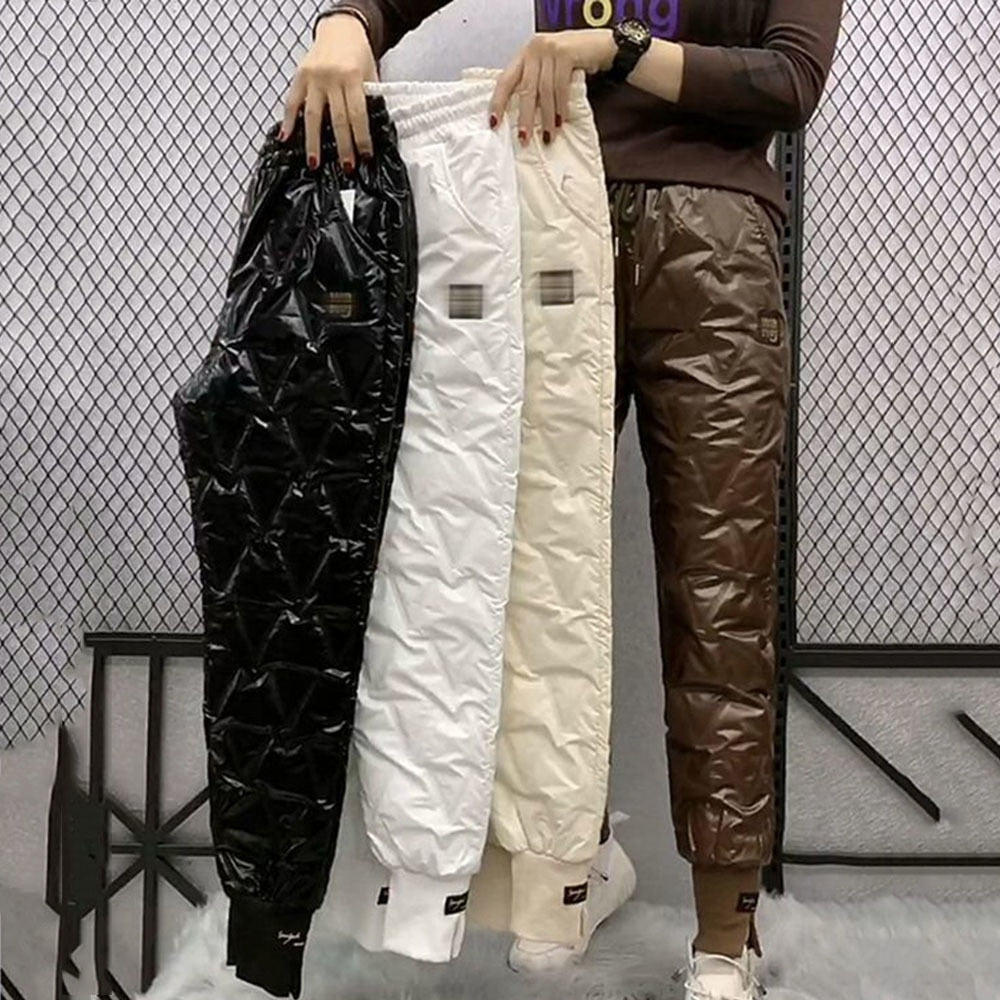Autumn Cotton Trousers for Women's Snow Outerwear 2021 Winter New High Waist Thick Casual Feet Harem Pants Warm Casual Pants