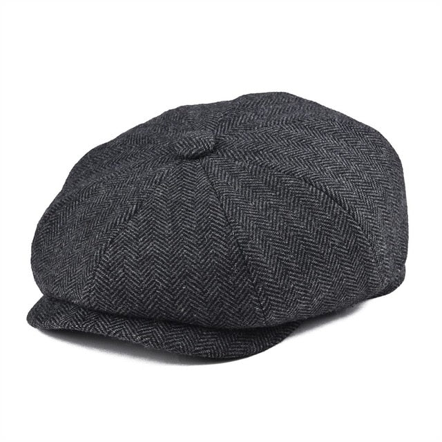 BOTVELA Wool Tweed Newsboy Cap Herringbone Men Women Gatsby Retro Hat Driver Flat Cap Black Brown Green Navy Blue Coffee 005