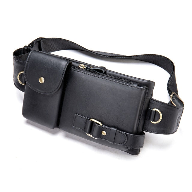 Genuine Leather Waist Packs Men Waist Bags Fanny Pack Belt Bag Phone Bags Travel Waist Pack