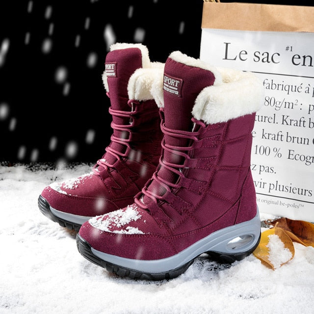 New Winter Women Boots High Quality Keep Warm Mid-Calf Snow Boots Women Lace-up Comfortable Ladies Boots Chaussures Femme