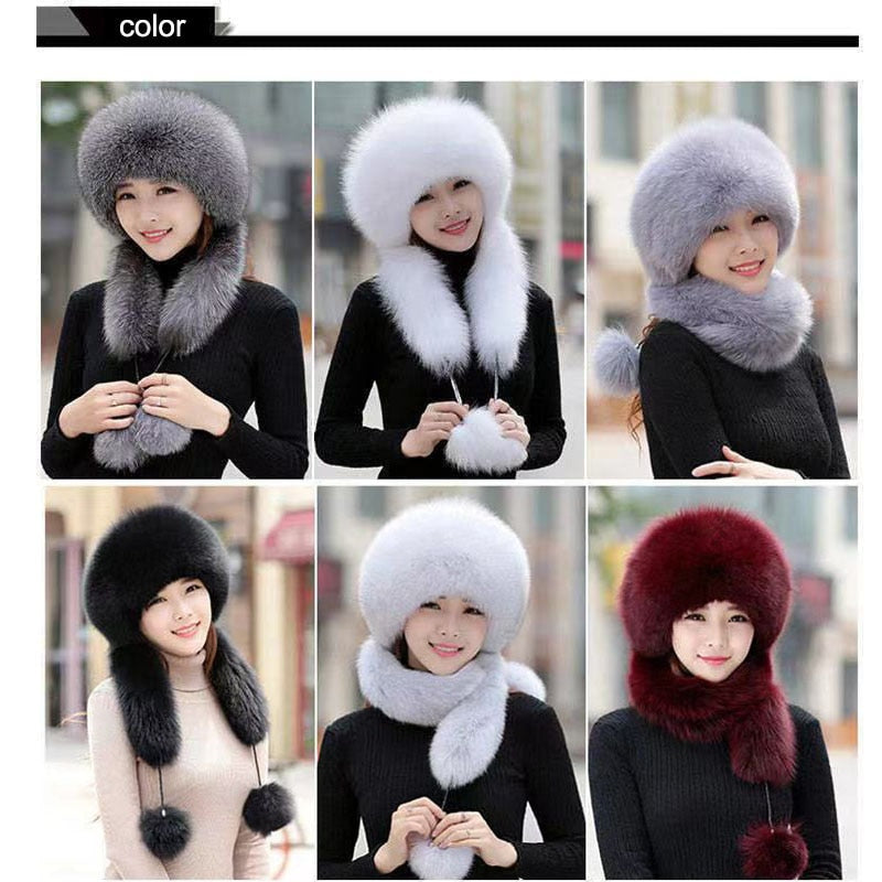 Women's Winter Hat 2021 Faux Fox Fur Bomber Hats Outdoor Windproof Leifeng Hats Warm Ear Protection Russian Snow Hat Ski Cap