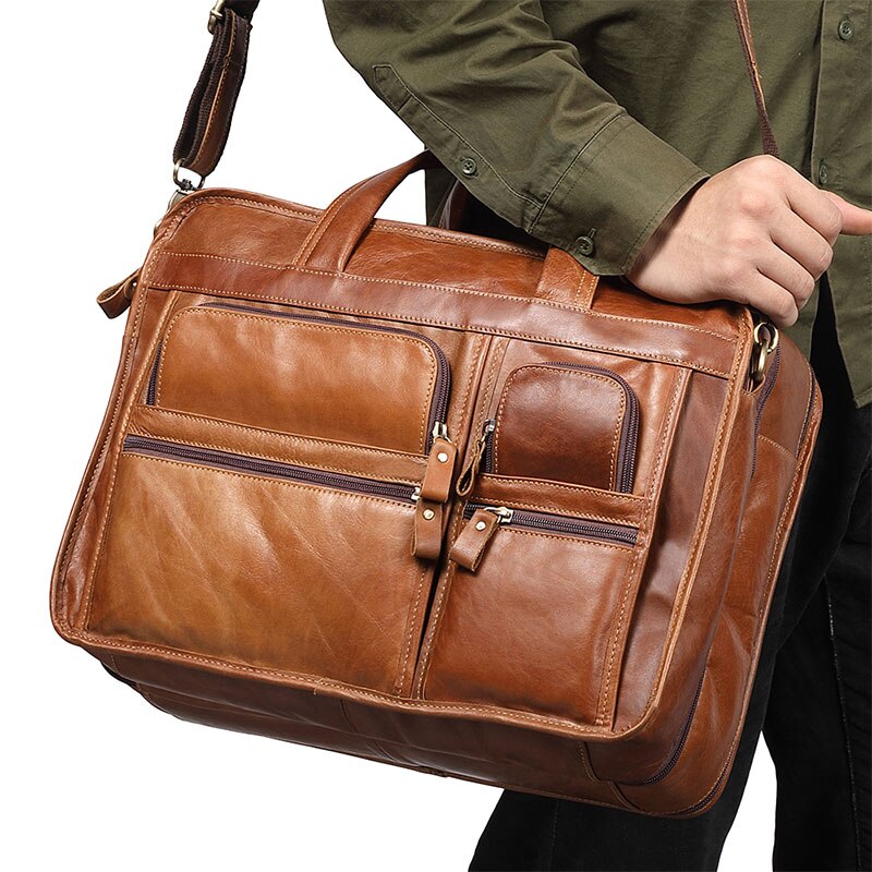 Leather Messenger Bag for Men Briefcase Travel Backpack Shoulder Bag For Men