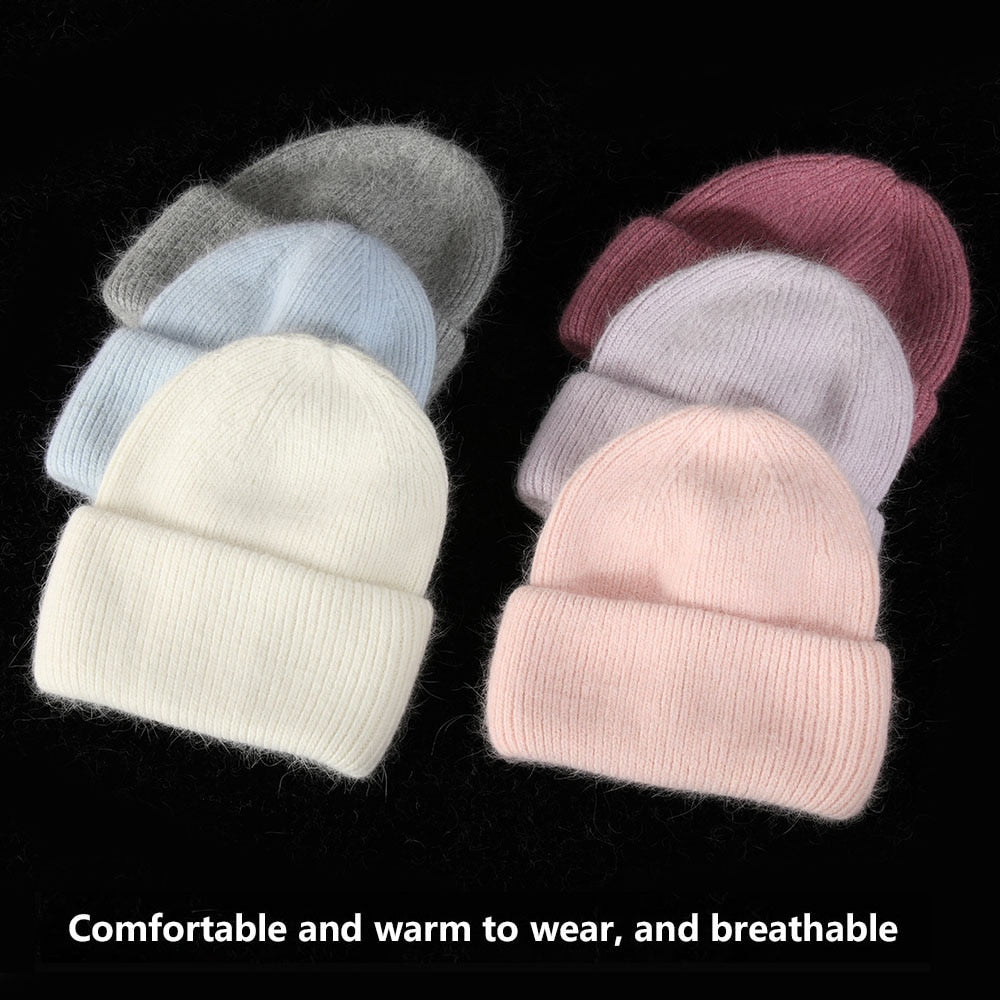 Hot Selling Winter Hat Real Rabbit Fur Winter Hats For Women Fashion Warm Beanie Hats Women Solid Adult Cover Head Cap