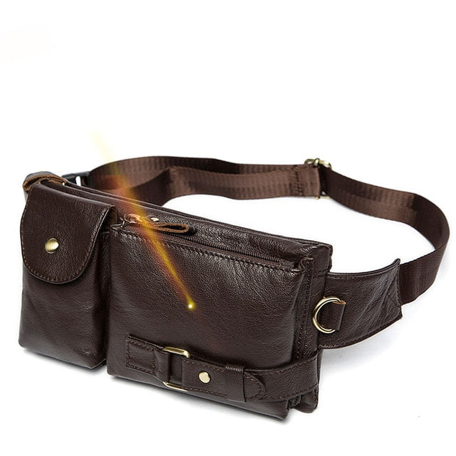 Genuine Leather Waist Packs Men Waist Bags Fanny Pack Belt Bag Phone Bags Travel Waist Pack