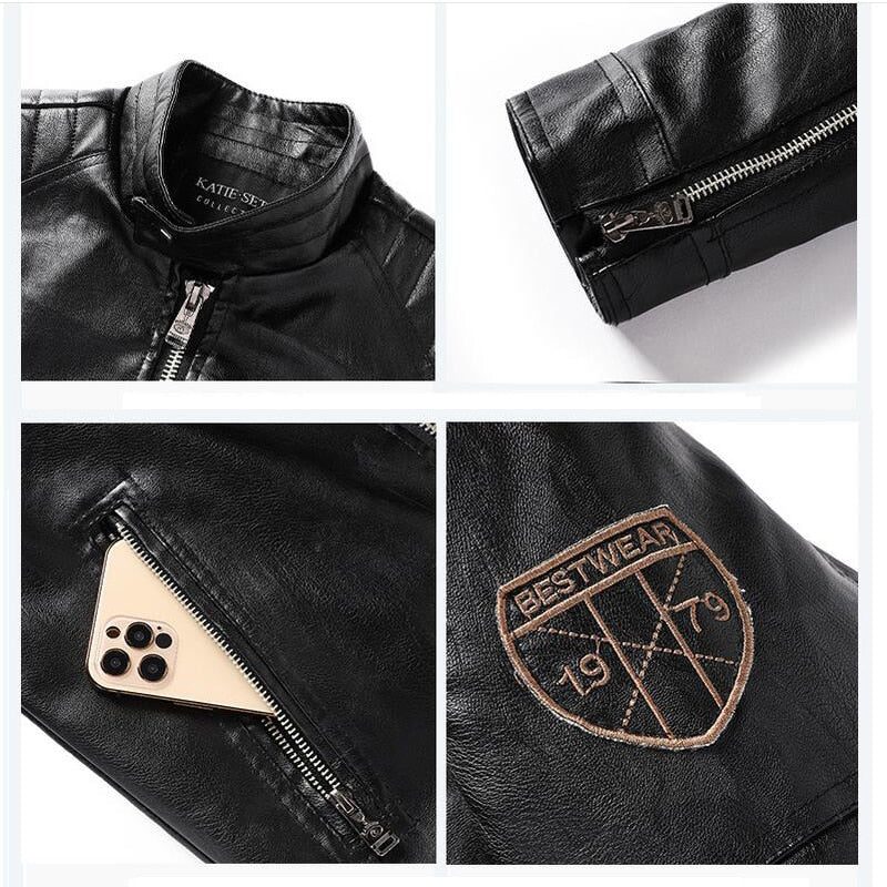 Men Faux Leather Jacket Motorcycle PU Leather Coats Mens Winter Autumn Fleece Warm Jackets Male Thick Windproof Outwear 2021 New