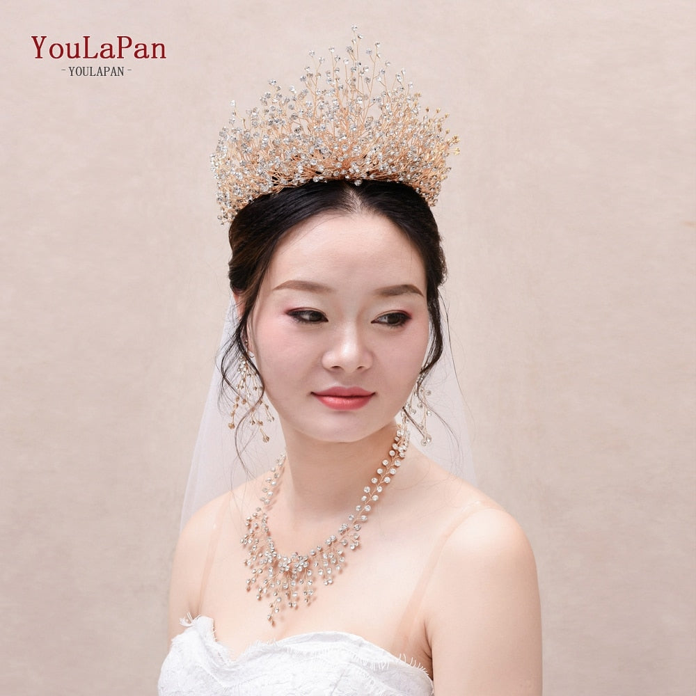 YouLaPan HP193P-S Bride Hair Jewelry Rhinestone Hair Accessories Hair Band Wedding Headwear Headband Crown Queen Brides Tiara