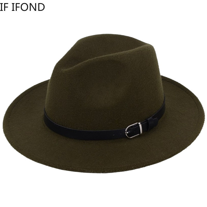 Classic British Fedora Hat Men Women Imitation Woolen Winter Felt Hats Fashion Jazz Hat Chapeau Wholesale