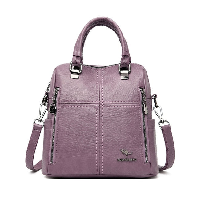 Hot Leather Luxury Handbags Women Bags Designer Multifunction Shoulder Bags For Women 2020 Travel Back Pack Mochila Feminina Sac
